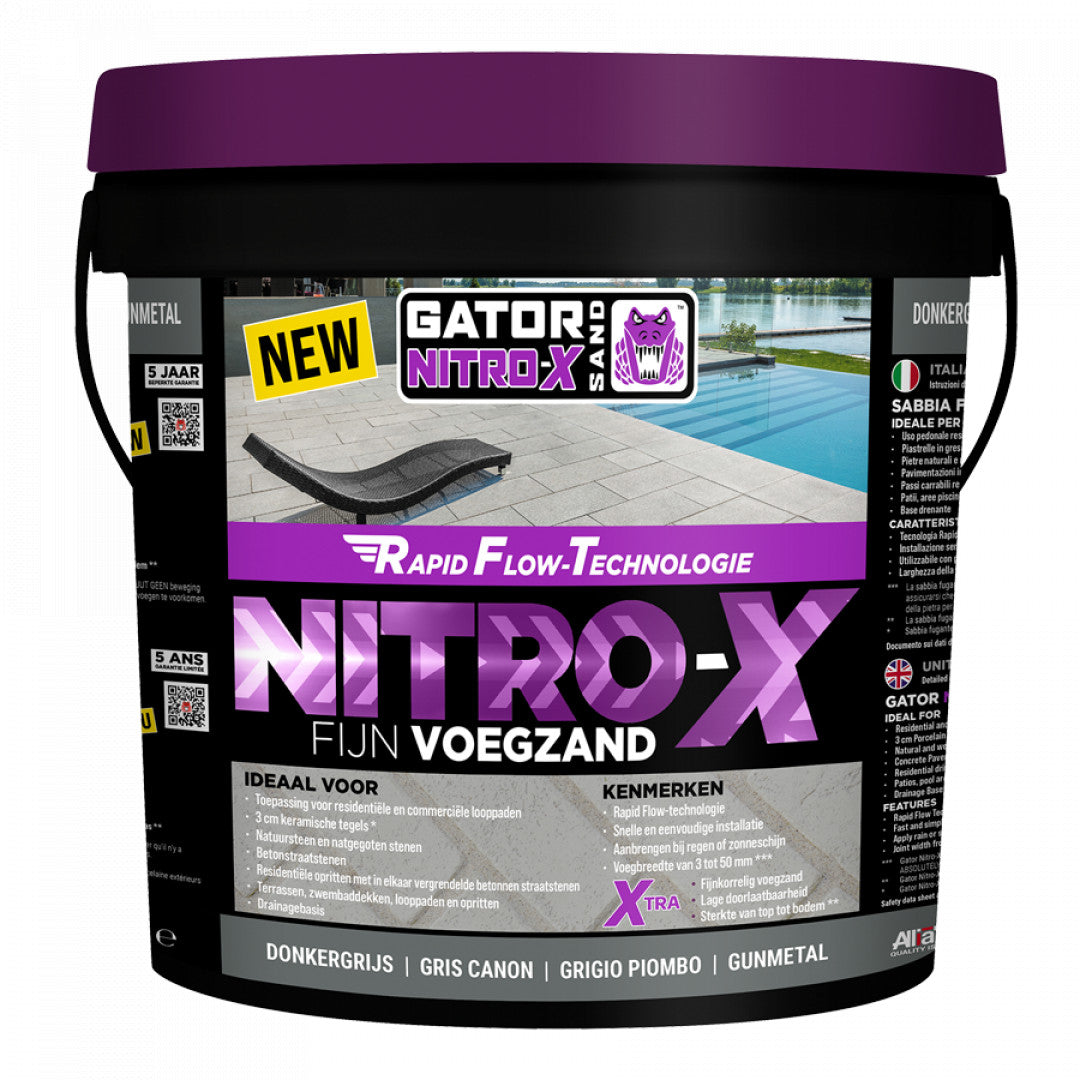 Excluton - Gator Nitro X Fijn Donkergrijs Voegmortel 12,5 kg Emmer