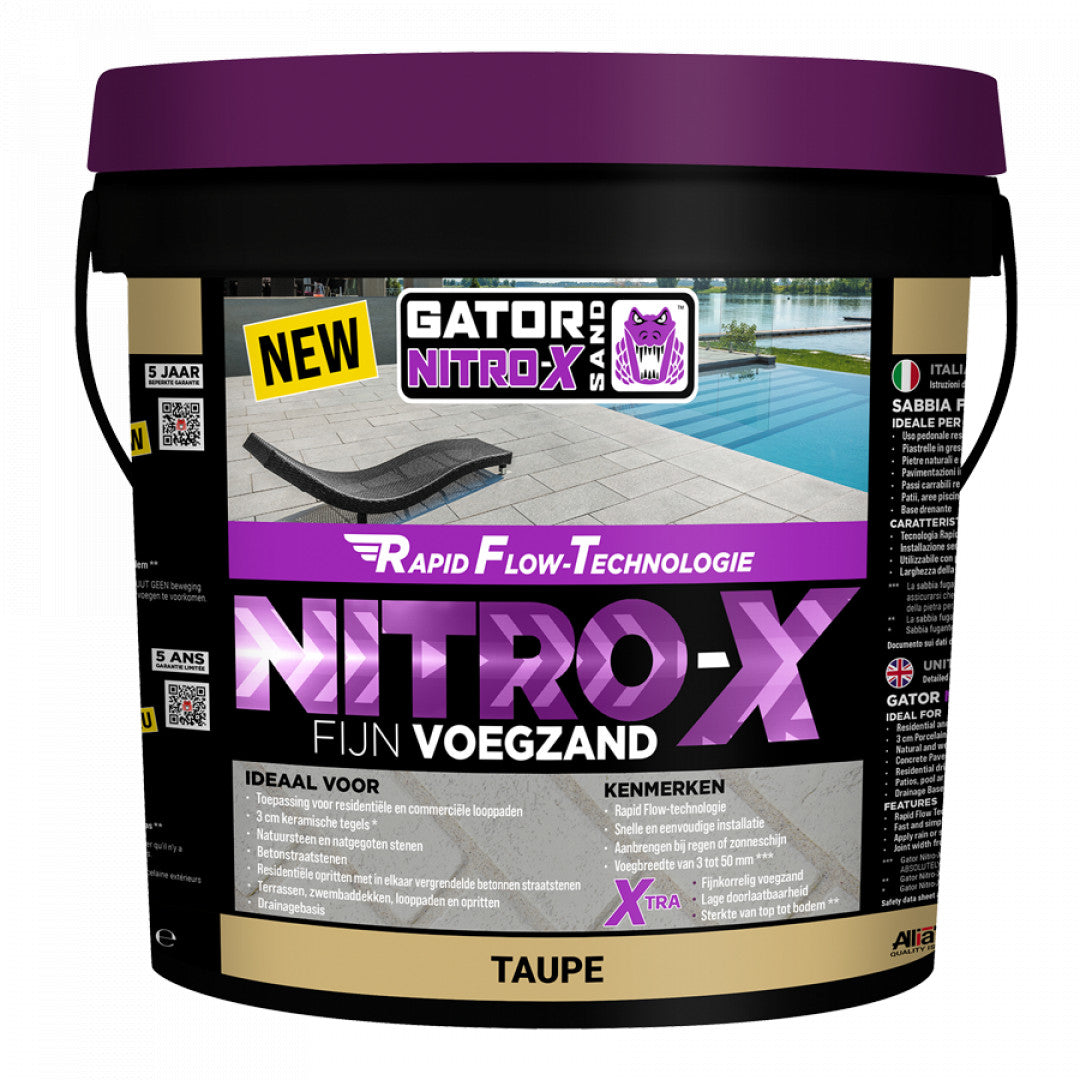 Excluton - Gator Nitro X Fijn Taupe Voegmortel 12,5 kg Emmer