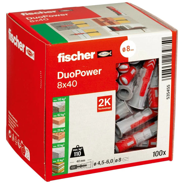 Fischer Universeelplug DuoPower 8x40mm Nylon 100st DIY ewew