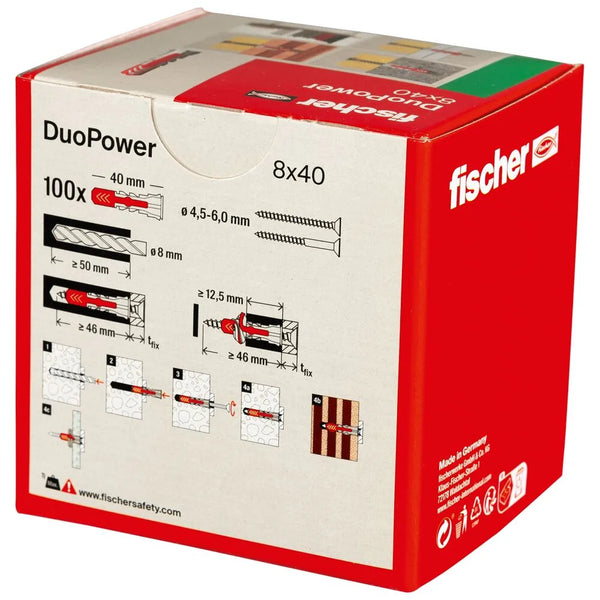 Fischer Universeelplug DuoPower 8x40mm Nylon 100st DIY rerere